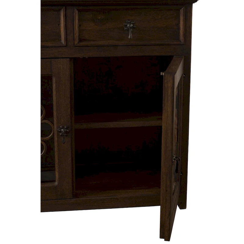 Credenza/Buffet in Legno Rustico Riciclato e Ferro Battuto Marrone, 99 cm di Larghezza, Montaggio senza Aiuto (1 persona)