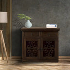 Credenza/Buffet in Legno Rustico Riciclato e Ferro Battuto Marrone, 99 cm di Larghezza, Montaggio senza Aiuto (1 persona)