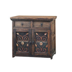 Credenza/Buffet in Legno Rustico Riciclato e Ferro Battuto Marrone, 99 cm di Larghezza, Montaggio senza Aiuto (1 persona)
