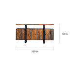 Credenza a 4 ante nera e in Sheesham grigio, pezzo unico
