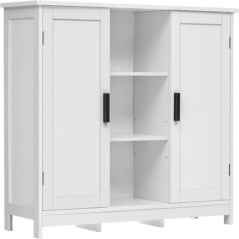 Credenza/mobiletto da soggiorno/credenza moderna con 2 ante e 4 ripiani, in bianco/nero/marrone/legno naturale