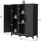 Credenza/mobiletto da soggiorno/credenza moderna con 2 ante e 4 ripiani, in bianco/nero/marrone/legno naturale
