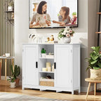 Credenza/mobiletto da soggiorno/credenza moderna con 2 ante e 4 ripiani, in bianco/nero/marrone/legno naturale