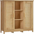 Credenza/mobiletto da soggiorno/credenza moderna con 2 ante e 4 ripiani, in bianco/nero/marrone/legno naturale