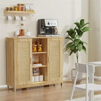 Credenza/mobiletto da soggiorno/credenza moderna con 2 ante e 4 ripiani, in bianco/nero/marrone/legno naturale
