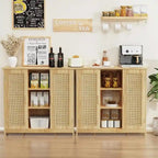 Credenza/mobiletto da soggiorno/credenza moderna con 2 ante e 4 ripiani, in bianco/nero/marrone/legno naturale