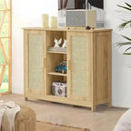 Credenza/mobiletto da soggiorno/credenza moderna con 2 ante e 4 ripiani, in bianco/nero/marrone/legno naturale