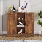 Credenza/mobiletto da soggiorno/credenza moderna con 2 ante e 4 ripiani, in bianco/nero/marrone/legno naturale