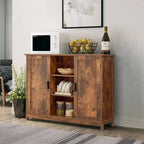 Credenza/mobiletto da soggiorno/credenza moderna con 2 ante e 4 ripiani, in bianco/nero/marrone/legno naturale