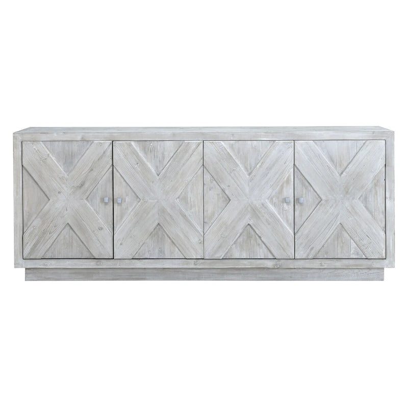 Addison 84  White Wash Reclaimed Pine Carved Sideboard