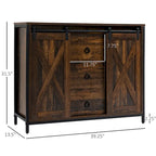 Madia a buffet in legno rustico con ante scorrevoli, Utente singolo, 99.7 cm L