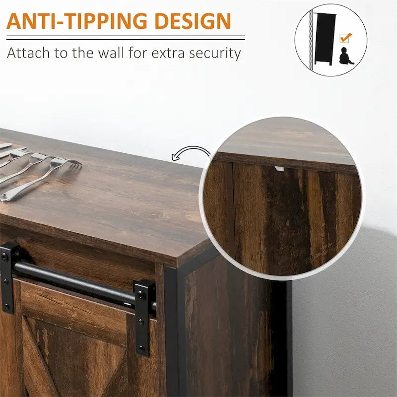 Madia a buffet in legno rustico con ante scorrevoli, Utente singolo, 99.7 cm L