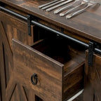 Madia a buffet in legno rustico con ante scorrevoli, Utente singolo, 99.7 cm L