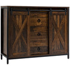 Madia a buffet in legno rustico con ante scorrevoli, Utente singolo, 99.7 cm L