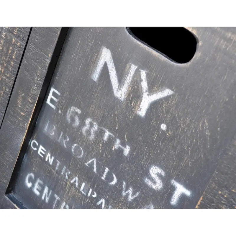 Mobile bar portabottiglie Black Wood con graffiti, 9 cubi portaoggetti, 1 cassetto