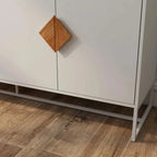 Mobile credenza a 4 ante bianco con gambe in metallo