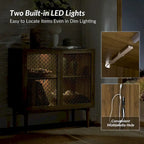 Mobiletto d'Appoggio a 2 Ante Noce / Nero con Luce LED, Set da 2