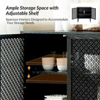 Mobiletto d'Appoggio a 2 Ante Noce / Nero con Luce LED, Set da 2