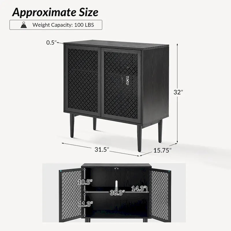 Mobiletto d'Appoggio a 2 Ante Noce / Nero con Luce LED, Set da 2