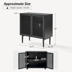 Mobiletto d'Appoggio a 2 Ante Noce / Nero con Luce LED, Set da 2