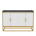 Credenza a 2 ante con gambe in metallo dorato – Nero oro / Bianco oro