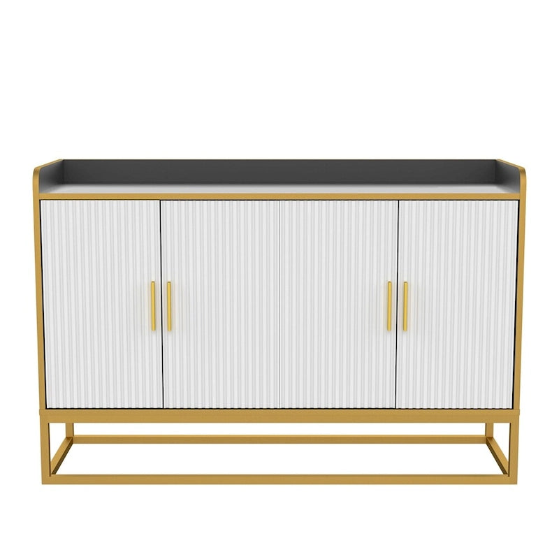 Credenza a 2 ante con gambe in metallo dorato – Nero oro / Bianco oro
