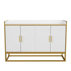 Credenza a 2 ante con gambe in metallo dorato – Nero oro / Bianco oro