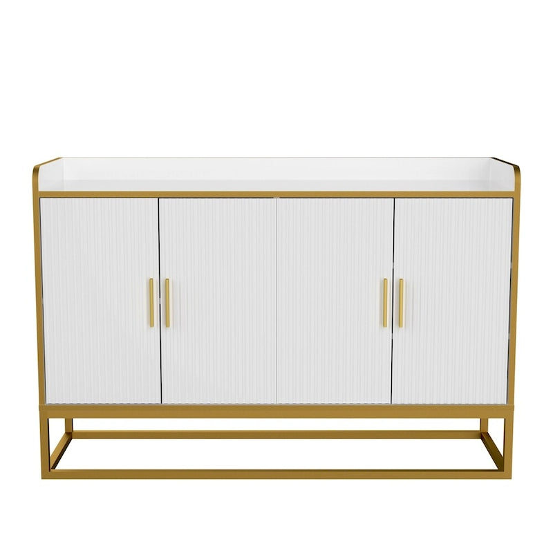 Credenza a 2 ante con gambe in metallo dorato – Nero oro / Bianco oro
