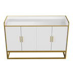 Credenza a 2 ante con gambe in metallo dorato – Nero oro / Bianco oro