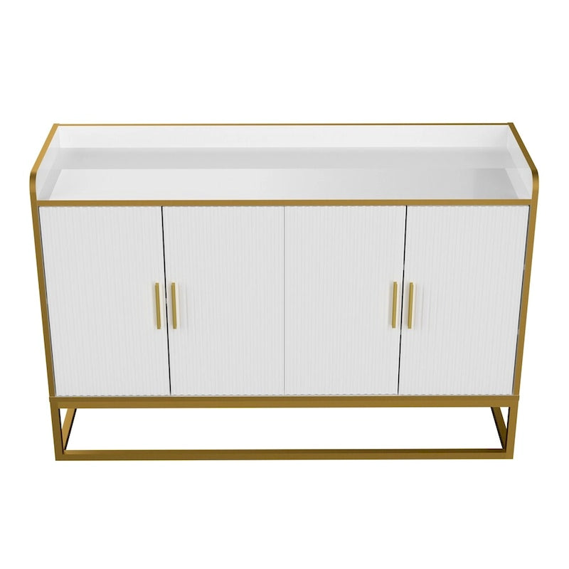 Credenza a 2 ante con gambe in metallo dorato – Nero oro / Bianco oro