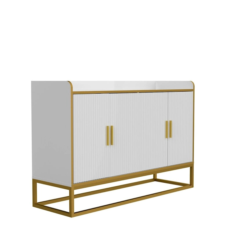 Credenza a 2 ante con gambe in metallo dorato – Nero oro / Bianco oro