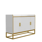Credenza a 2 ante con gambe in metallo dorato – Nero oro / Bianco oro