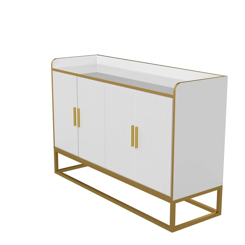Credenza a 2 ante con gambe in metallo dorato – Nero oro / Bianco oro