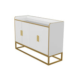 Credenza a 2 ante con gambe in metallo dorato – Nero oro / Bianco oro