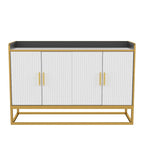 Credenza a 2 ante con gambe in metallo dorato – Nero oro / Bianco oro