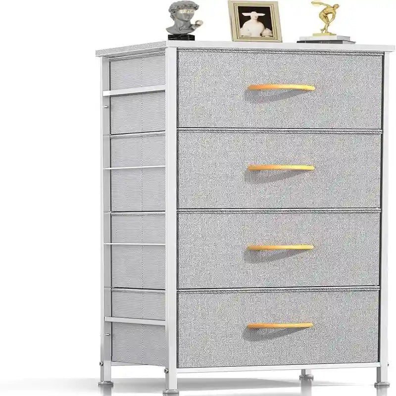Cassettiera in tessuto a 4 cassetti marrone/grigio/grigio scuro, cassettone per utente singolo