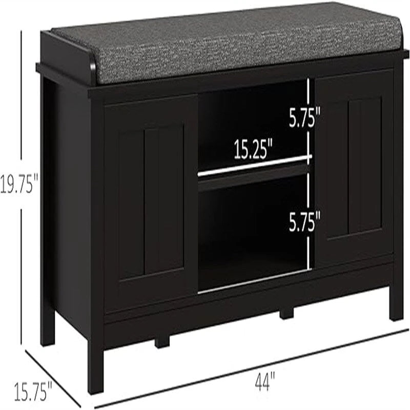 Panca portascarpe con vano contenitore e ante scorrevoli - 40 P x 112 L x 50 A cm