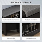 Panca portascarpe con vano contenitore e ante scorrevoli - 40 P x 112 L x 50 A cm