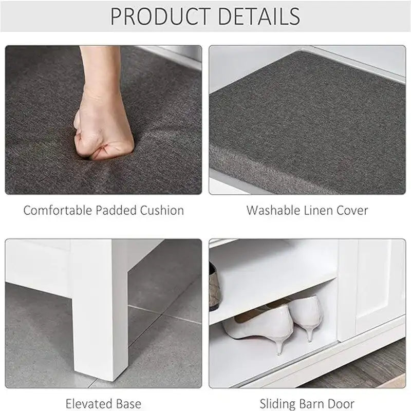 Panca portascarpe con vano contenitore e ante scorrevoli - 40 P x 112 L x 50 A cm