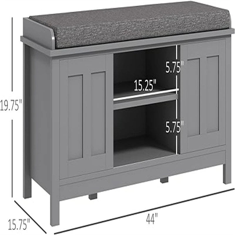 Panca portascarpe con vano contenitore e ante scorrevoli - 40 P x 112 L x 50 A cm
