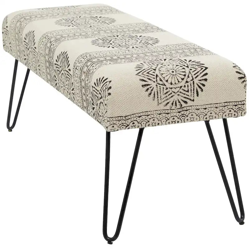 Panchina bohémien grigia/multicolore/bianca con gambe a forcina, 2 posti