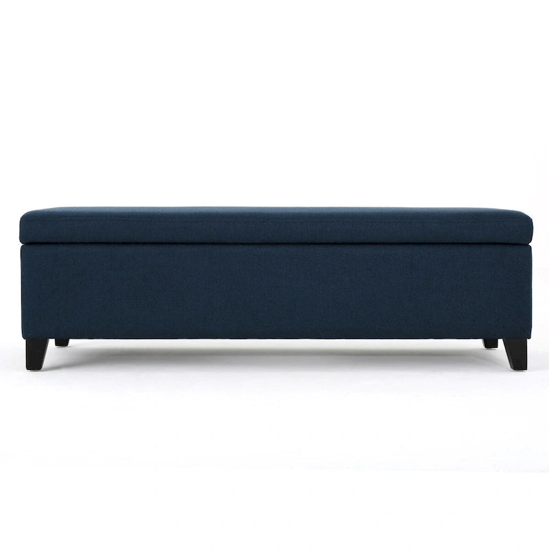 Panca contenitore imbottita con coperchio – Grigio scuro / Blu navy / Grano, 2 posti