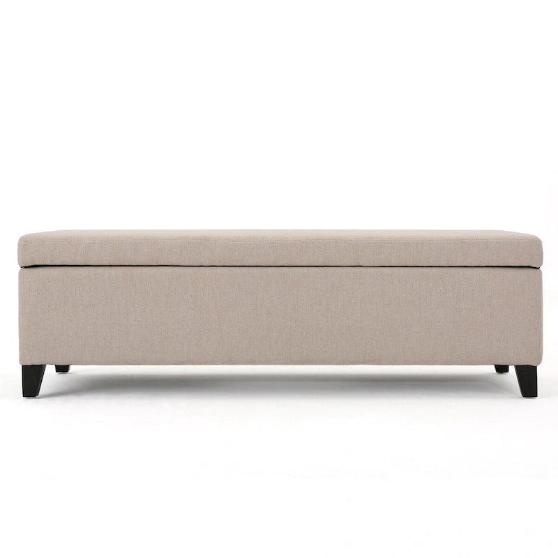 Panca contenitore imbottita con coperchio – Grigio scuro / Blu navy / Grano, 2 posti