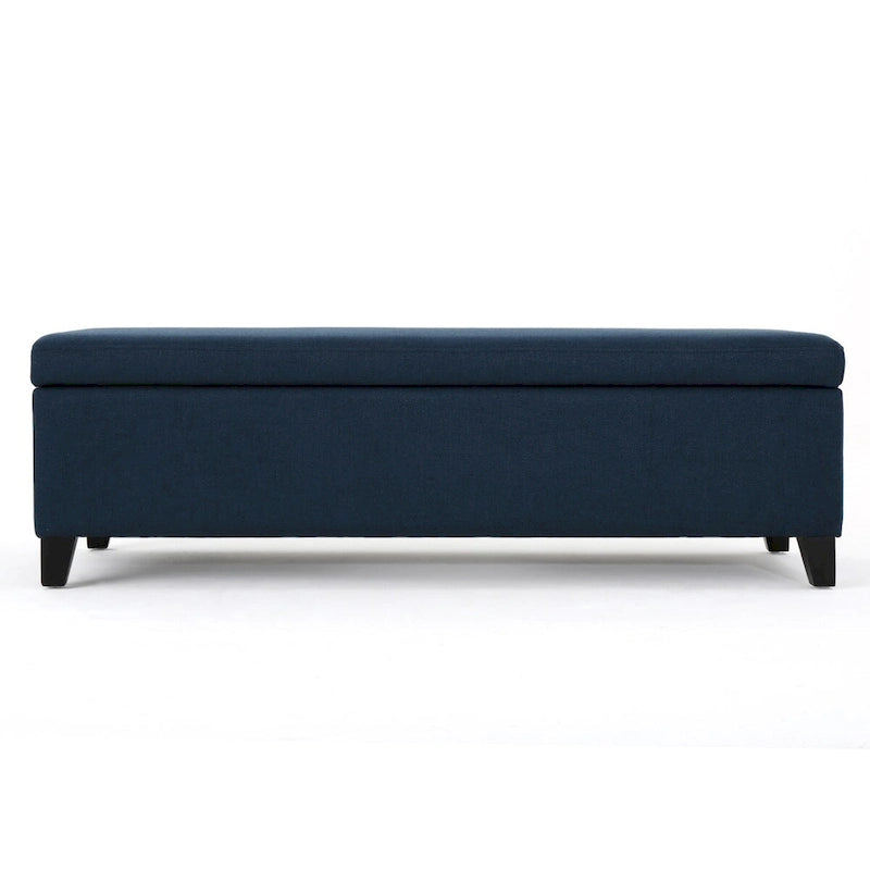 Panca contenitore imbottita con coperchio – Grigio scuro / Blu navy / Grano, 2 posti