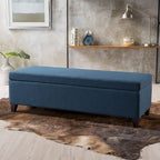 Panca contenitore imbottita con coperchio – Grigio scuro / Blu navy / Grano, 2 posti