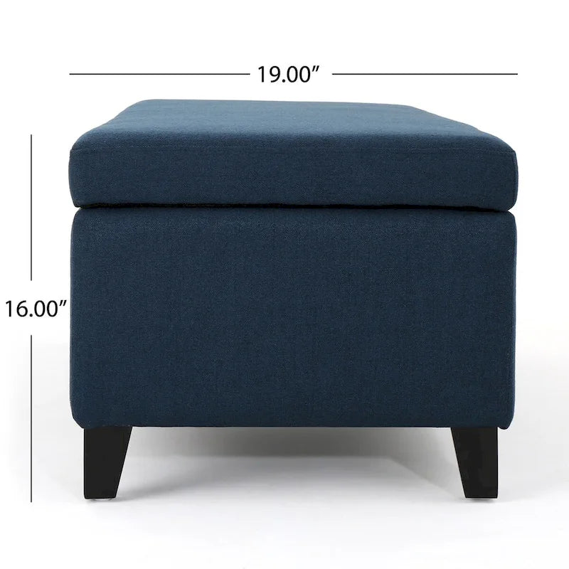 Panca contenitore imbottita con coperchio – Grigio scuro / Blu navy / Grano, 2 posti