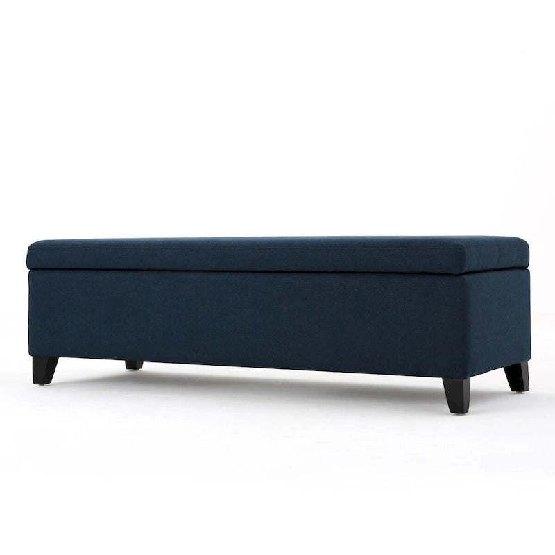 Panca contenitore imbottita con coperchio – Grigio scuro / Blu navy / Grano, 2 posti
