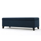 Panca contenitore imbottita con coperchio – Grigio scuro / Blu navy / Grano, 2 posti