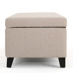 Panca contenitore imbottita con coperchio – Grigio scuro / Blu navy / Grano, 2 posti