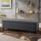 Panca contenitore imbottita con coperchio – Grigio scuro / Blu navy / Grano, 2 posti
